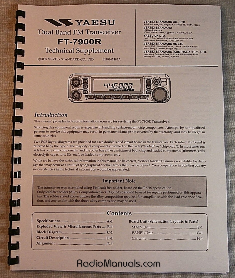 Yaesu FT-7900R Service Manual - Click Image to Close